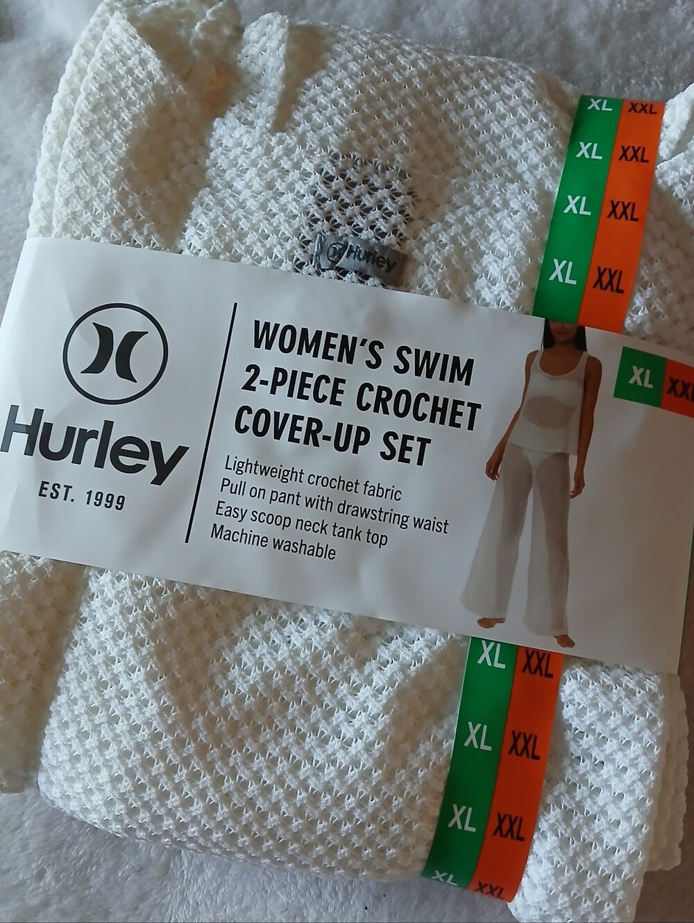 HURLEY Cream Mesh Beach Cover-Up SET - TANK TOP & PANTS - XL/XXL - Picture 5 of 9